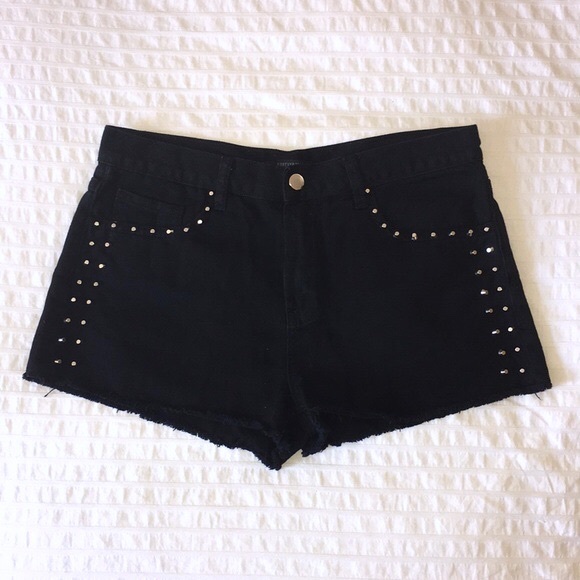 Forever 21 Pants - Studded Black Jean Shorts